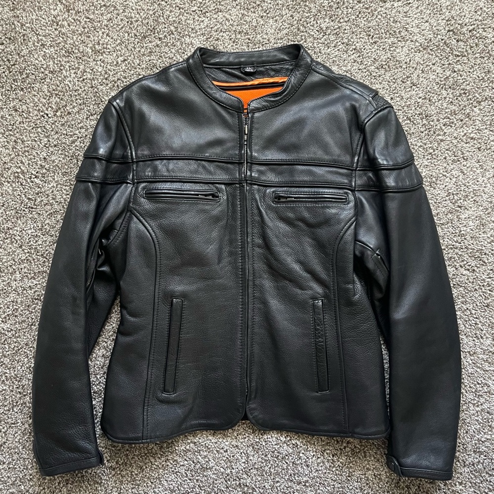 First Classics Genuine Leather Cafe Racer Motorcycle Jacket XL